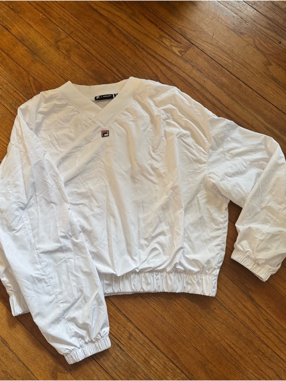 Hailey x Fila White V-Neck Polo with Signature Logo - Picture 3 of 4